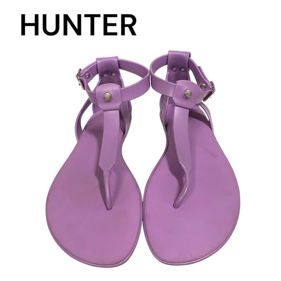 HUNTER Women's Purple T-Strap Thong Style Sandals 8 - Picture 3 of 6